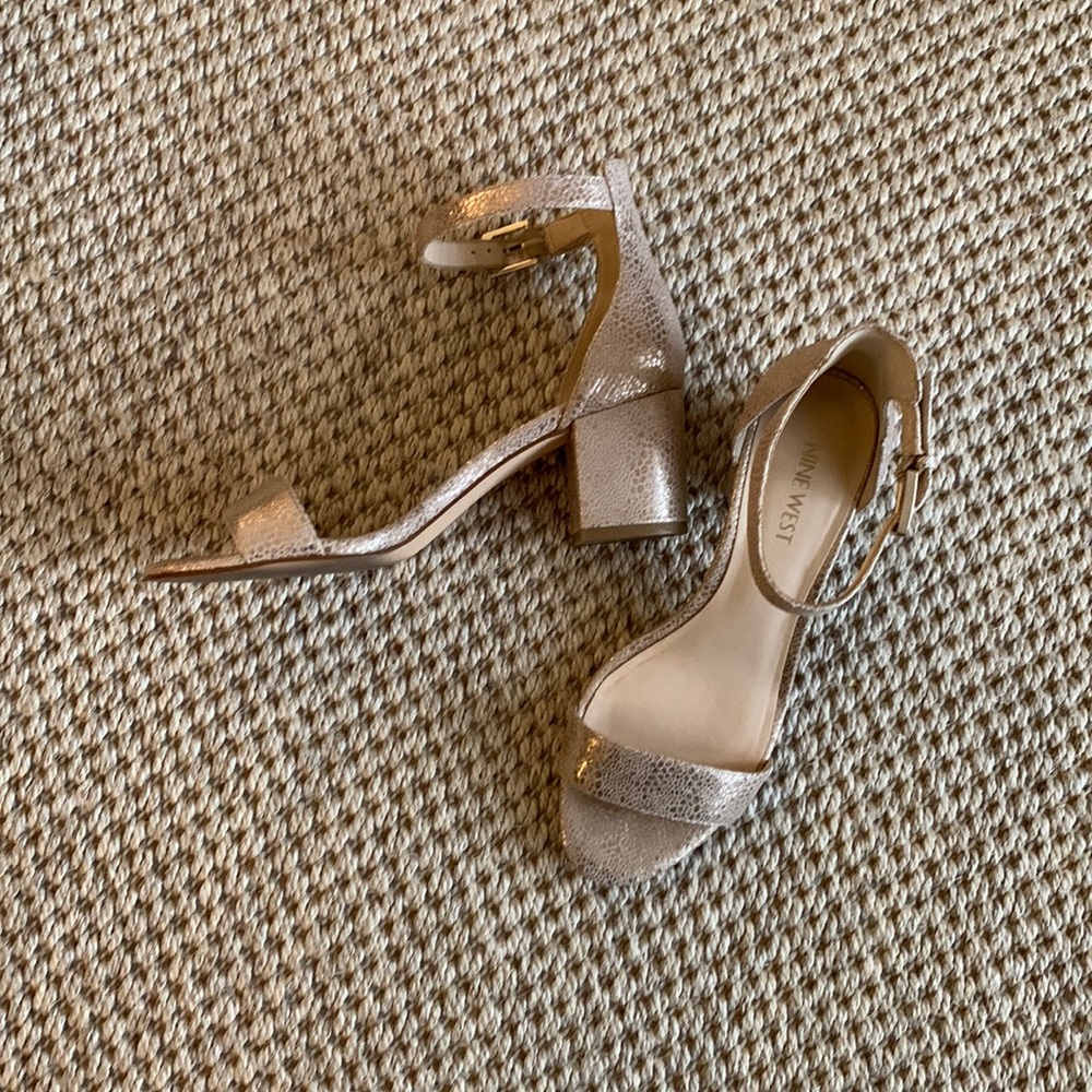 Nine West gold block heel sandal